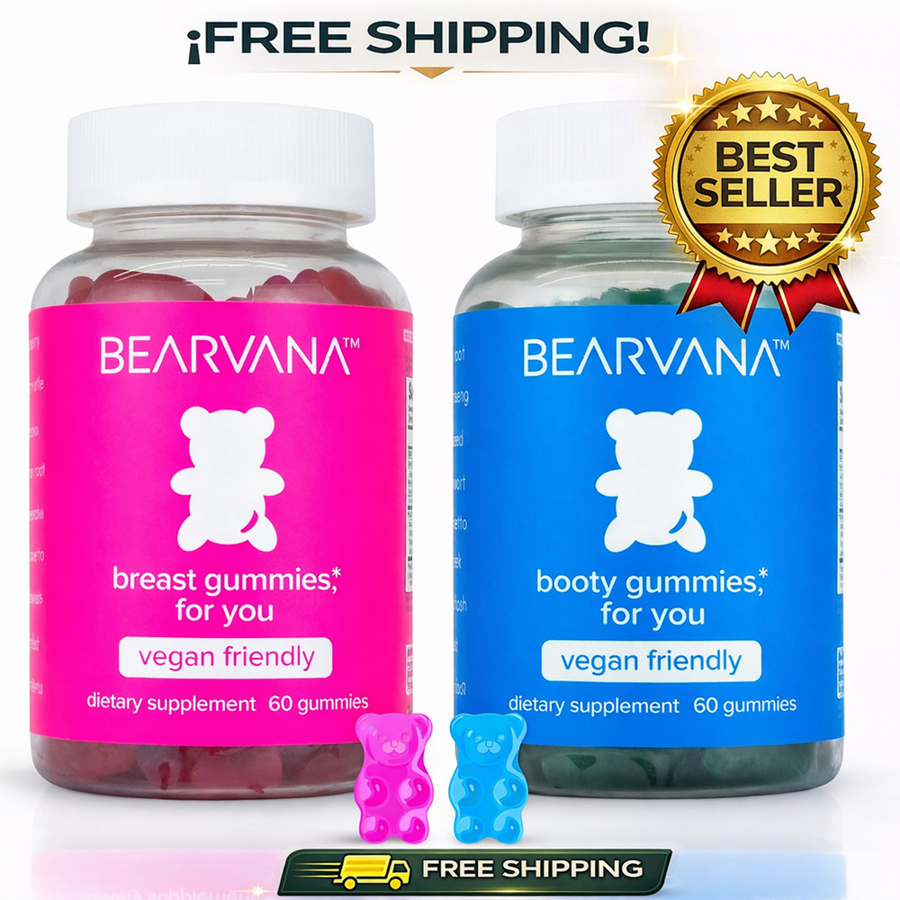 Bearvana Gummies Bundle 2 Pack Berry Top Support + Peach Gains 60 Ct